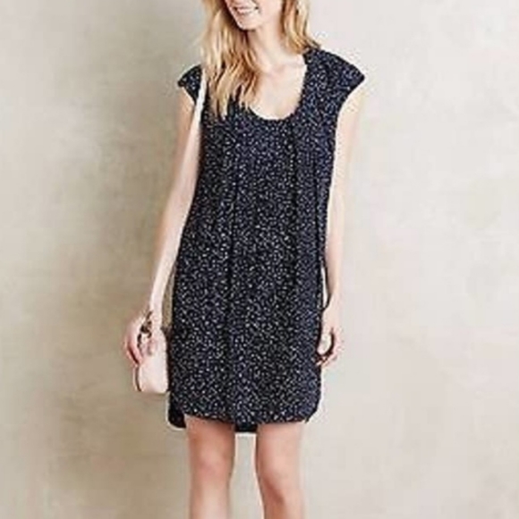 Navy Anthropologie Maeve White Polka Dot Au Revior Dress Womens Siz… - Picture 6 of 7